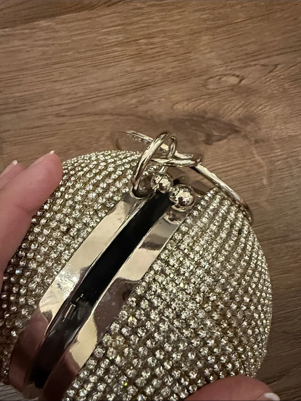 Crystal Fringe Bracelet Clutch in Silver